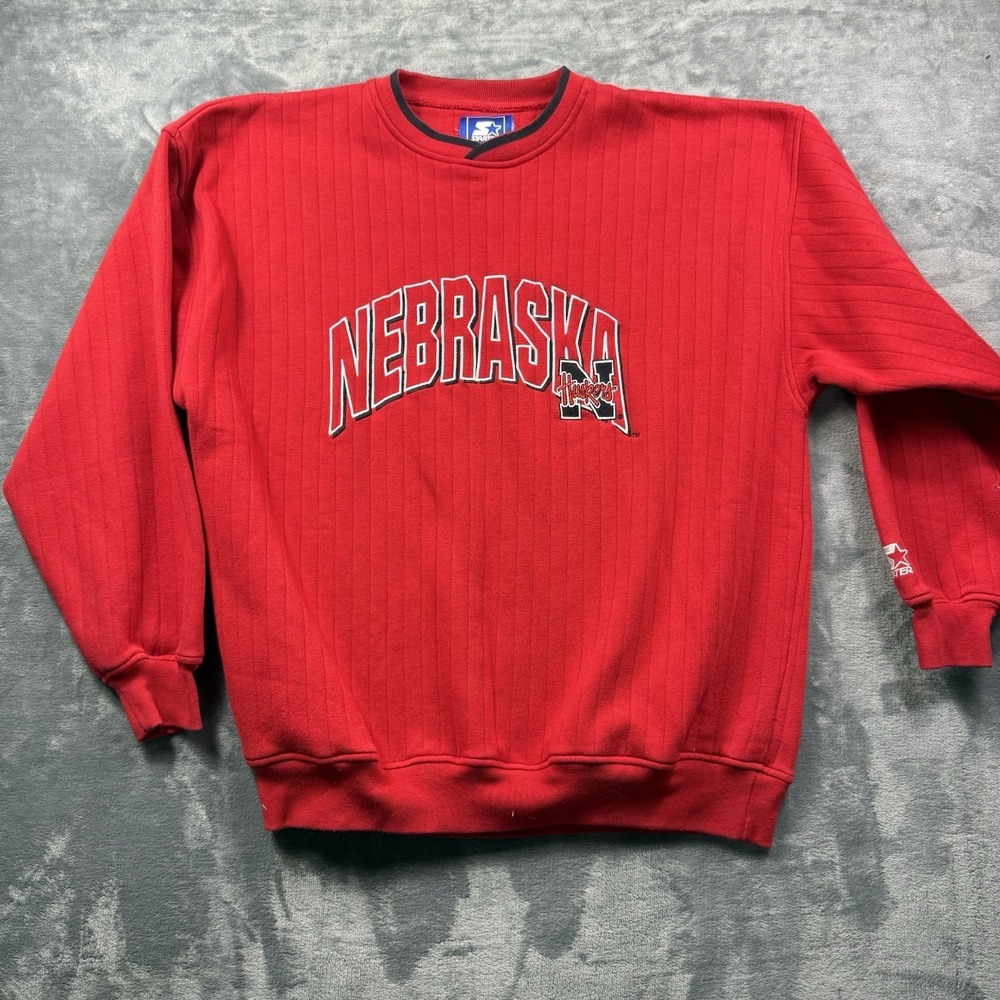 Vintage 1990s Starter Nebraska Huskers Crewneck Sweater Size XXL Red